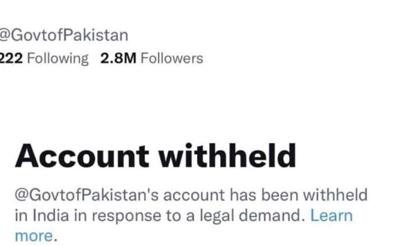 Pakistan govt Account Ban