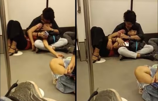 Delhi Metro: हाय रे दैय्या! हद हो गई, मेट्रो में फर्श पर युवती को लिटाकर किश कर रहा युवक