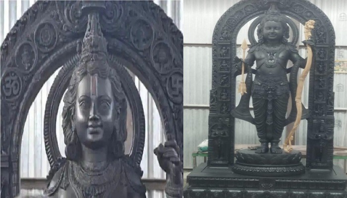 Ram Mandir Pran Pratishta: रामलला की पहली पूर्ण मूर्ति की तस्वीर आई सामने, चेहरे पर मधुर मुस्कान और माथे पर तिलक